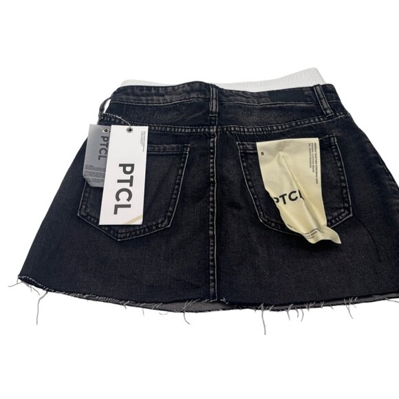 PTCL Women’s Double Waist Denim Miniskirt, Black, Sz. S - Picture 5 of 11